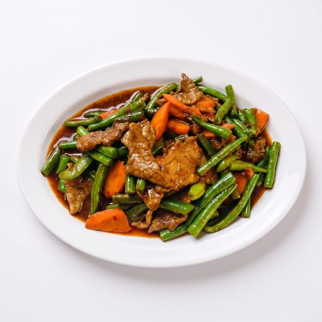 Spicy String Bean Rice Plate.