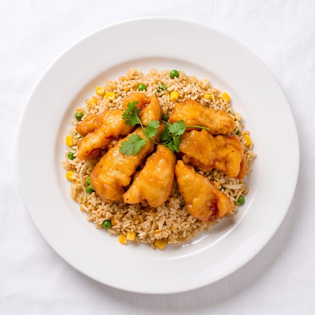 Fried Shrimps Over Fried Rice.